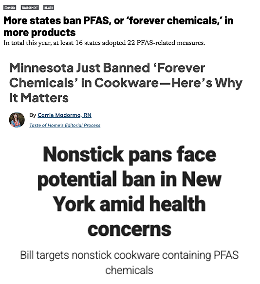 Article about states banning PFAS in cookware